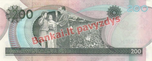 200 Pisų banknoto galinė pusė