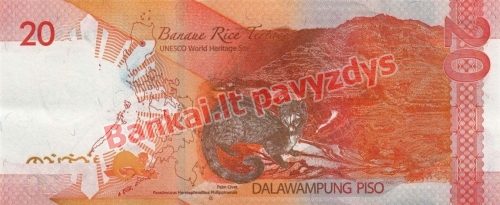 20 Pisų banknoto galinė pusė