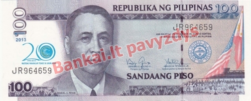 100 Pisų banknoto priekinė pusė