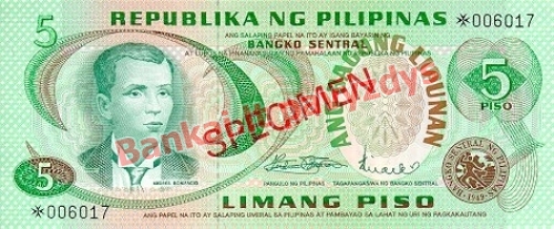 5 Pisų banknoto priekinė pusė