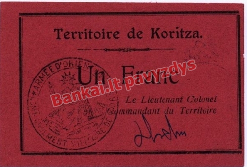 1 Franko banknoto priekinė pusė