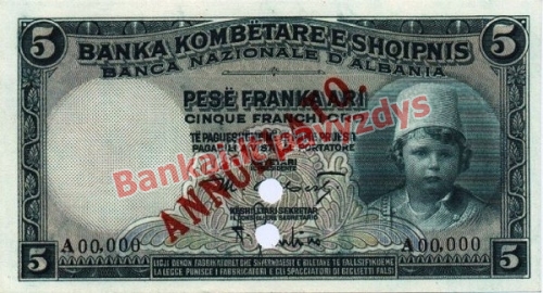 5 Frankų banknoto priekinė pusė