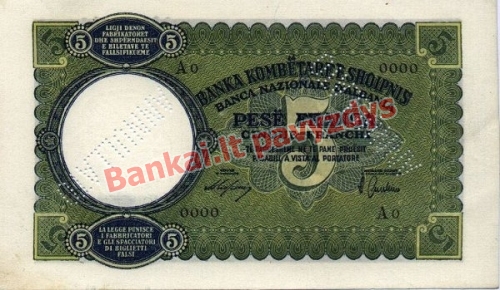 5 Franka  banknoto priekinė pusė