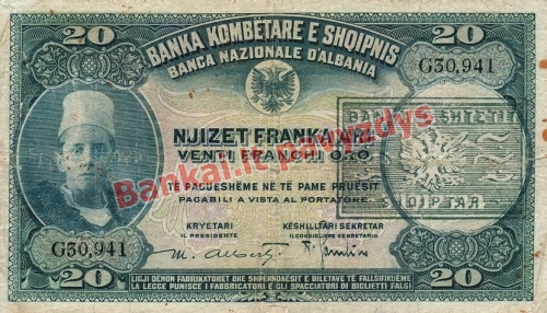 20 Franka  banknoto priekinė pusė