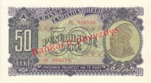 50 Lekų banknoto priekinė pusė