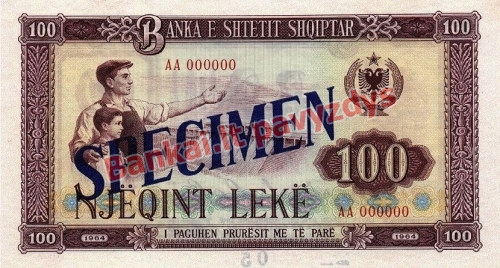 100 Lekų banknoto priekinė pusė