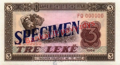 3 Lekų banknoto priekinė pusė