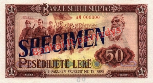 50 Lekų banknoto priekinė pusė
