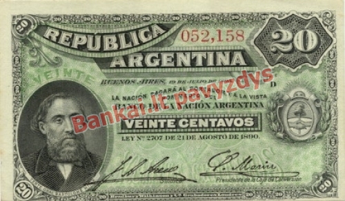 20 Centavų banknoto priekinė pusė