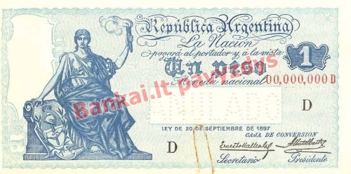 1 Peso banknoto priekinė pusė