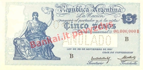 5 Pesų banknoto priekinė pusė