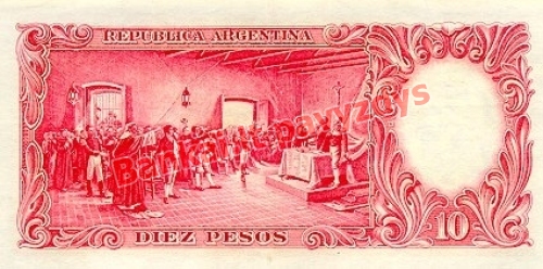 10 Pesų banknoto galinė pusė