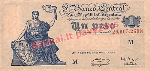 1 Peso banknoto priekinė pusė