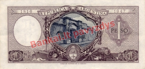 1 Peso banknoto galinė pusė