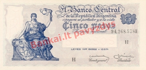 5 Pesų banknoto priekinė pusė