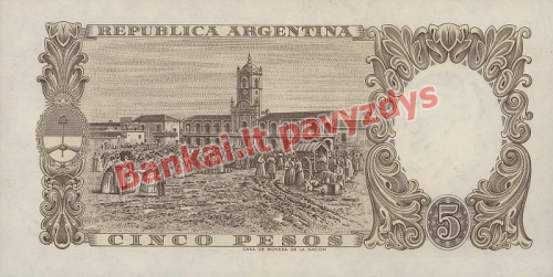 5 Pesų banknoto galinė pusė