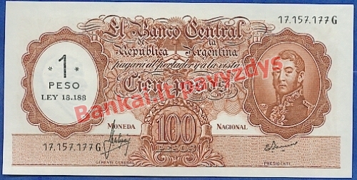 1 Peso banknoto priekinė pusė
