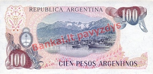 100 Pesos  banknoto galinė pusė