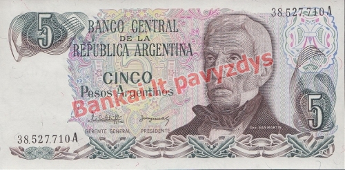 5 Pesų banknoto priekinė pusė