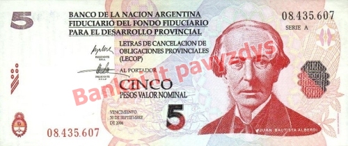 5 Pesos  banknoto priekinė pusė