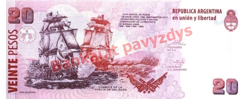 20 Pesų banknoto galinė pusė