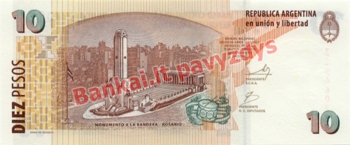 10 Pesų banknoto galinė pusė