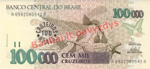 100 Cruzeiros Reaisų banknoto priekinė pusė
