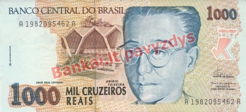 1000 Cruzeiros Reaisų banknoto priekinė pusė