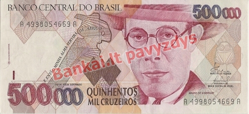 500000 Cruzeirų banknoto priekinė pusė
