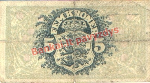 5 Kroner  banknoto galinė pusė