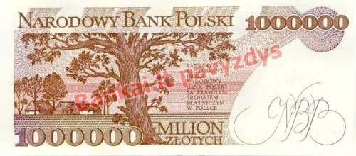1000000 Zlotų banknoto galinė pusė
