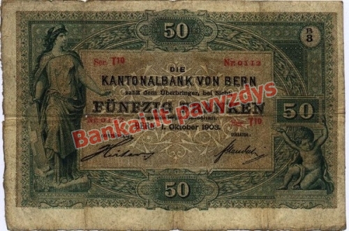 50 Frankų banknoto priekinė pusė