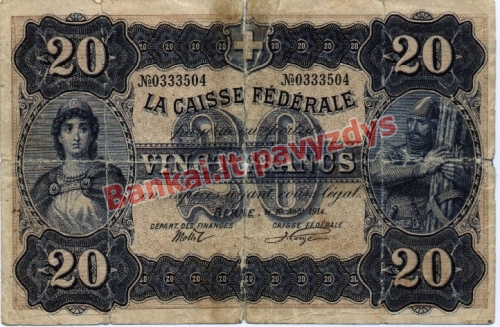 20 Frankų banknoto priekinė pusė