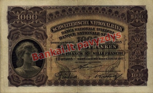 1000 Frankų banknoto priekinė pusė