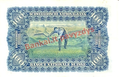 100 Frankų banknoto galinė pusė