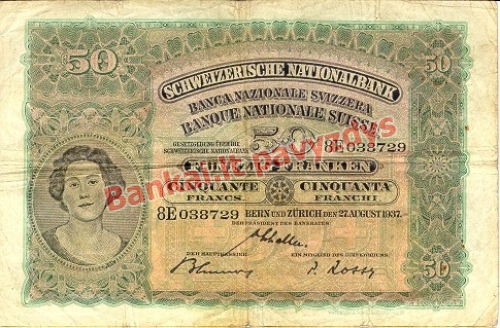 50 Frankų banknoto priekinė pusė