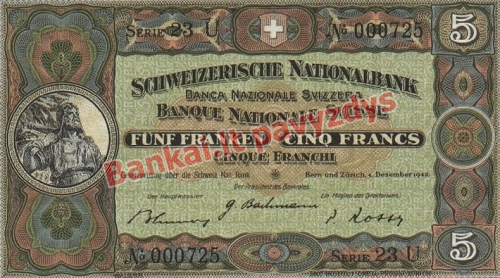 5 Frankų banknoto priekinė pusė