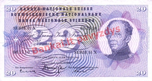 20 Frankų banknoto priekinė pusė