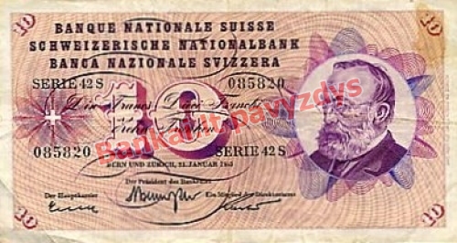 10 Frankų banknoto priekinė pusė