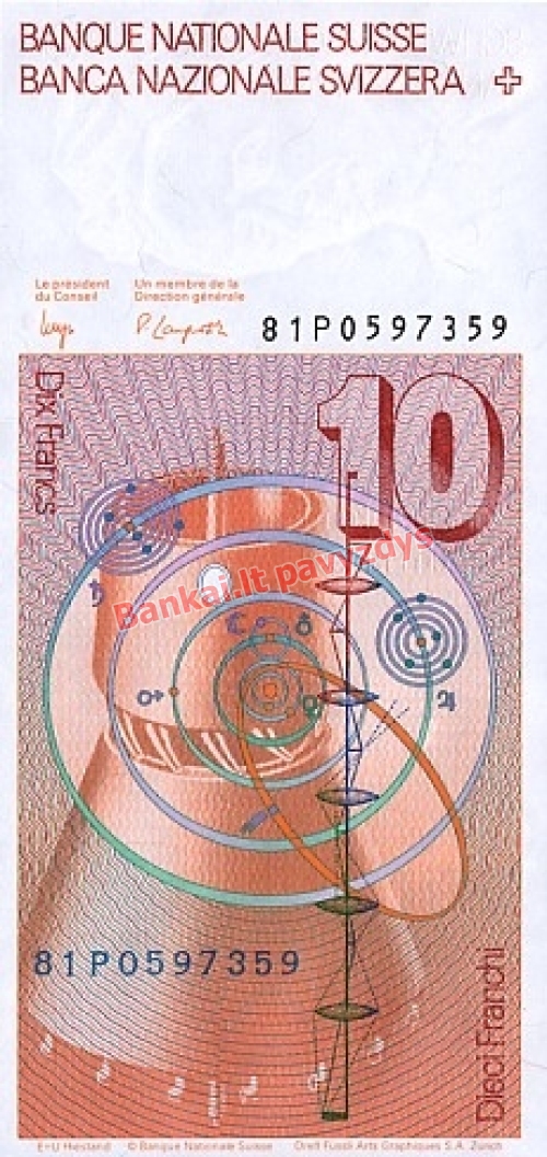 10 Frankų banknoto galinė pusė