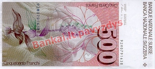 500 Frankų banknoto galinė pusė