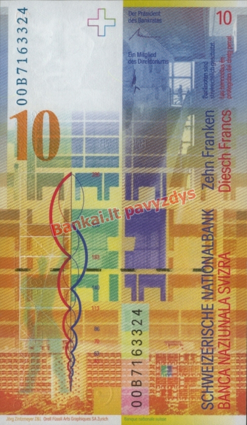 10 Frankų banknoto galinė pusė