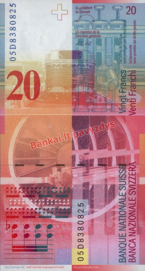 20 Frankų banknoto galinė pusė