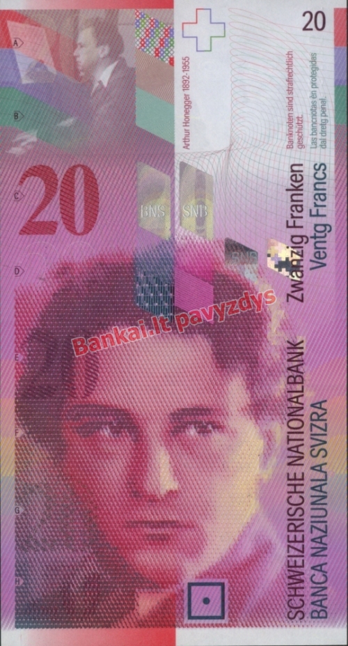 20 Frankų banknoto priekinė pusė