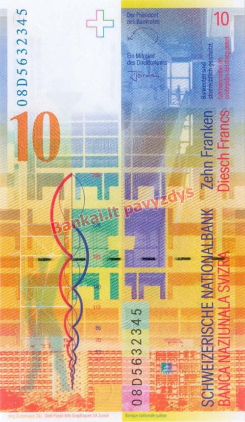 10 Frankų banknoto galinė pusė