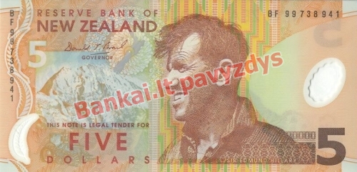 5 Dolerių banknoto priekinė pusė