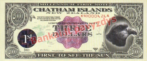 3 Dolerių banknoto priekinė pusė
