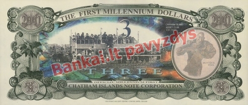 3 Dolerių banknoto galinė pusė