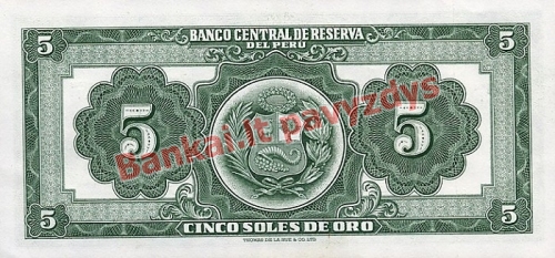 5 Soles  banknoto galinė pusė