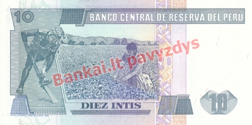 10 Intis  banknoto galinė pusė